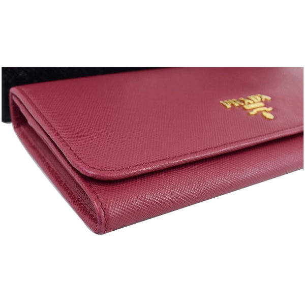 PRADA Continental Flap Saffiano Leather Long Wallet Pink
