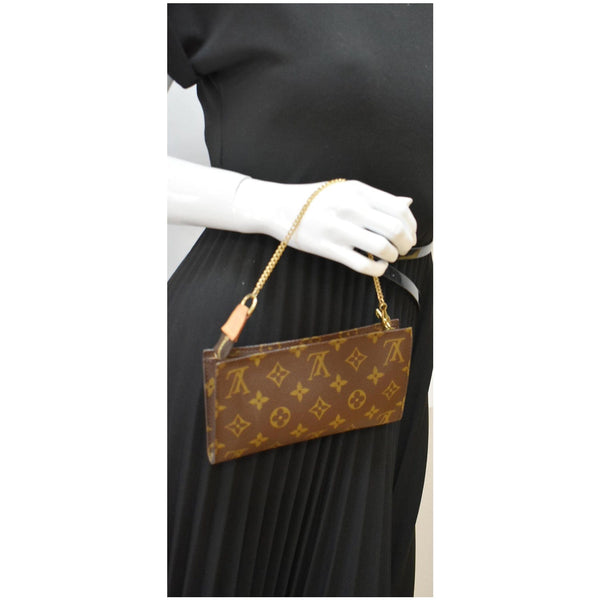 LOUIS VUITTON Monogram Canvas Chain Pochette Brown
