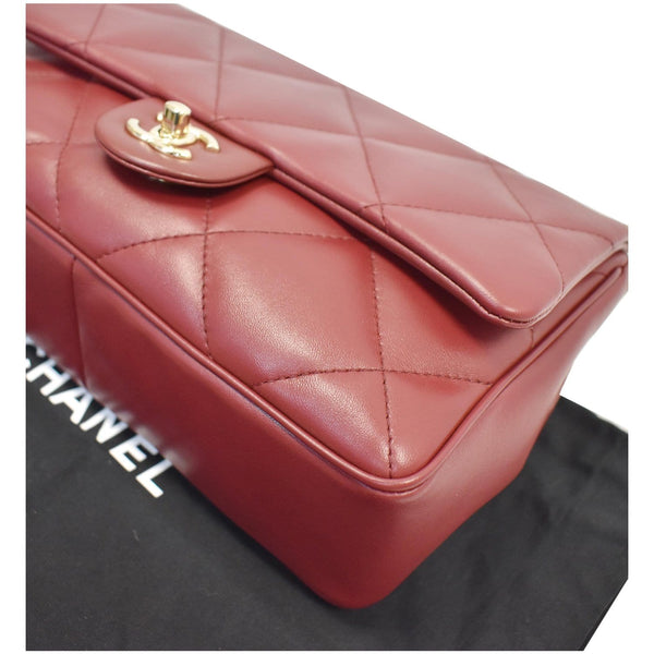 CHANEL Large Quilted Classic Flap Lambskin Leather Shoulder Bag Red