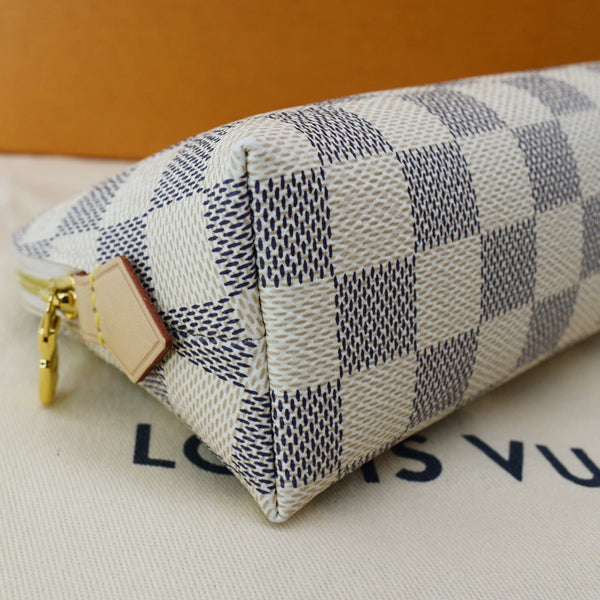 LOUIS VUITTON Damier Azur Cosmetic Pouch White