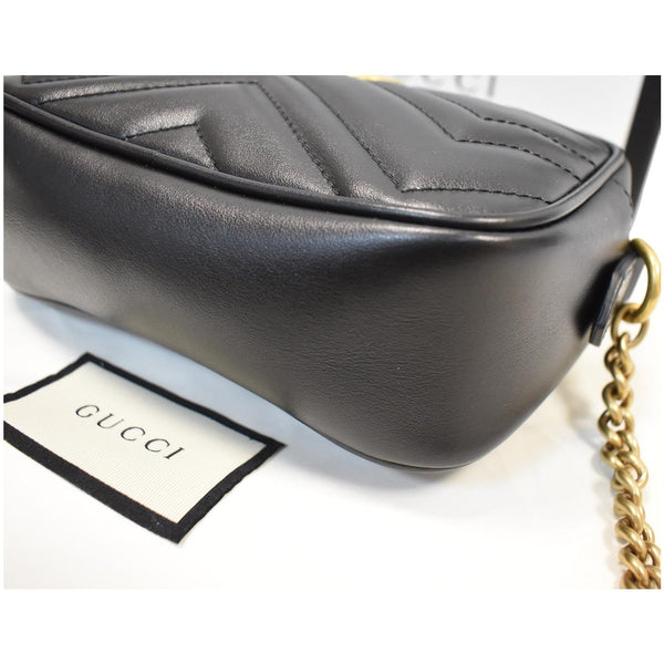 GUCCI GG Marmont Matelasse Mini Leather Crossbody Bag Black 448065
