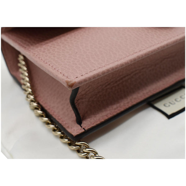 GUCCI Dollar Interlocking G Calfskin Leather Chain Wallet Crossbody Bag Soft Pink 510314