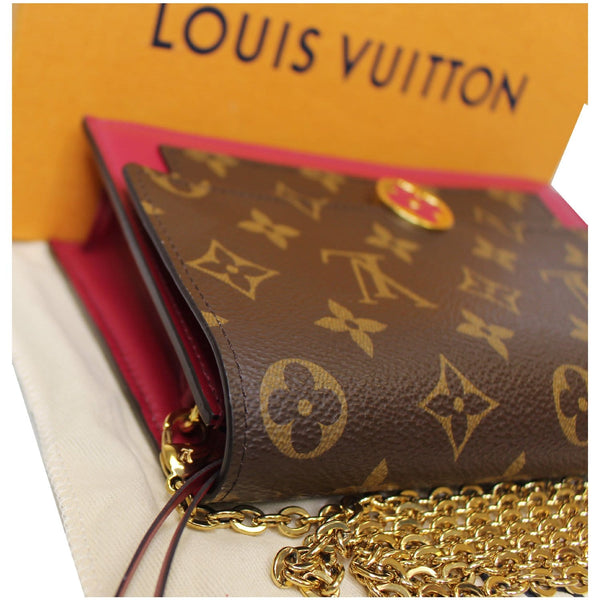 LOUIS VUITTON Monogram Canvas Flore Chain Wallet Fuchsia