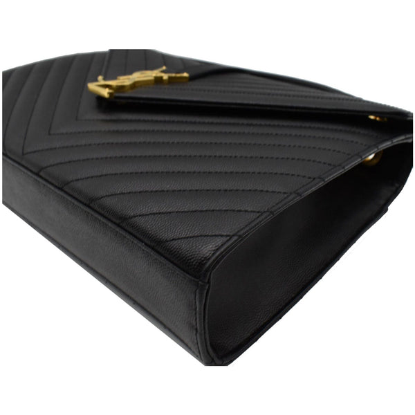 YVES SAINT LAURENT Large Envelope Mix Matelasse Grain De Poudre Chain Shoulder Bag Black