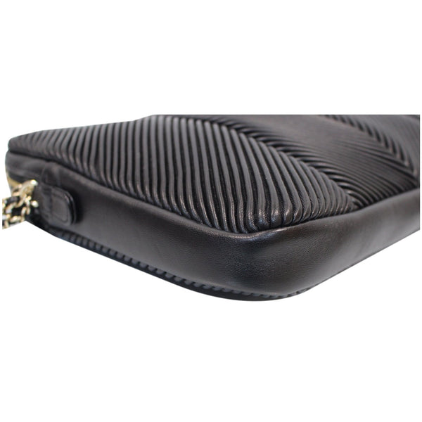 Chanel Large CC Zip Chain Lambskin Leather Wristlet corner view