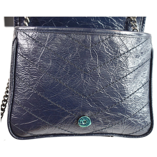 YVES SAINT LAURENT Niki Chain Wallet Leather Crossbody Bag Blue