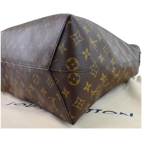 LOUIS VUITTON Flower Monogram Canvas Shoulder Hobo Bag Brown