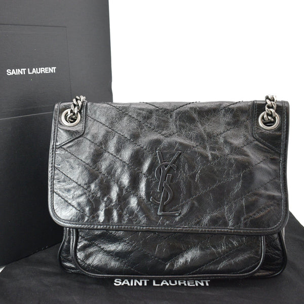Yves Saint Laurent Niki Medium Leather Crossbody Bag Black