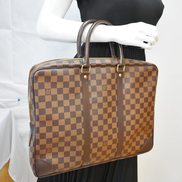 Louis Vuitton Porte Documents Voyage Briefcase Bag Brown
