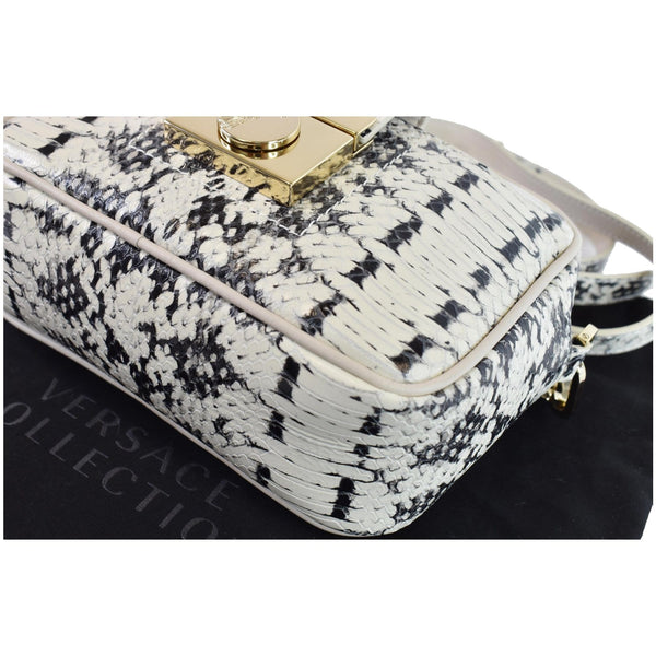 VERSACE Unica Python Embossed Leather Crossbody Bag White