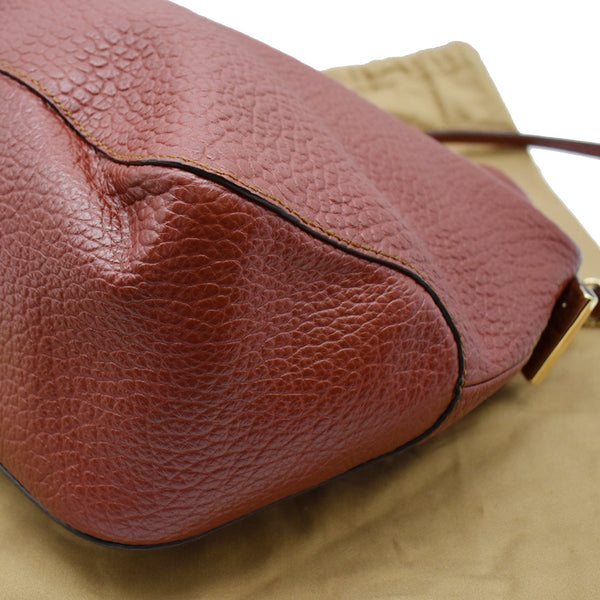 BURBERRY Ledbury Heritage Grained Leather Hobo Shoulder Bag Red