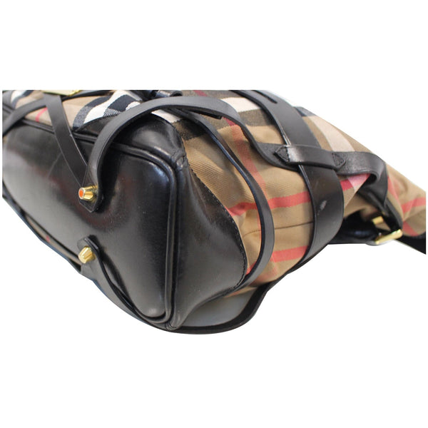 BURBERRY Bridle House Check Canvas Gosford Hobo Bag Black