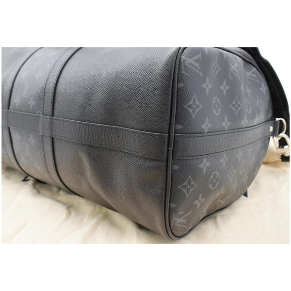 LOUIS VUITTON Keepall 50 Bandouliere Monogram Taiga Leather Travel Bag Black