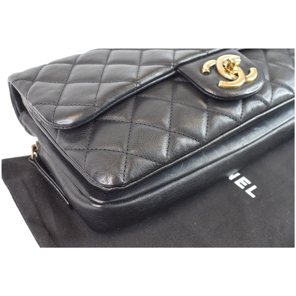 CHANEL CC Crown Flap Small Calfskin Leather Shoulder Bag Black