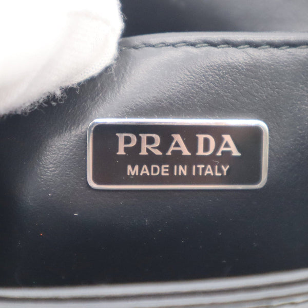 Prada Small Brushed Leather Tote Shoulder Bag Black - DDH