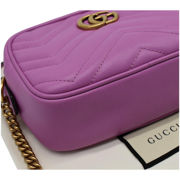 GUCCI GG Marmont Matelasse Mini Leather Crossbody Bag Purple 448065