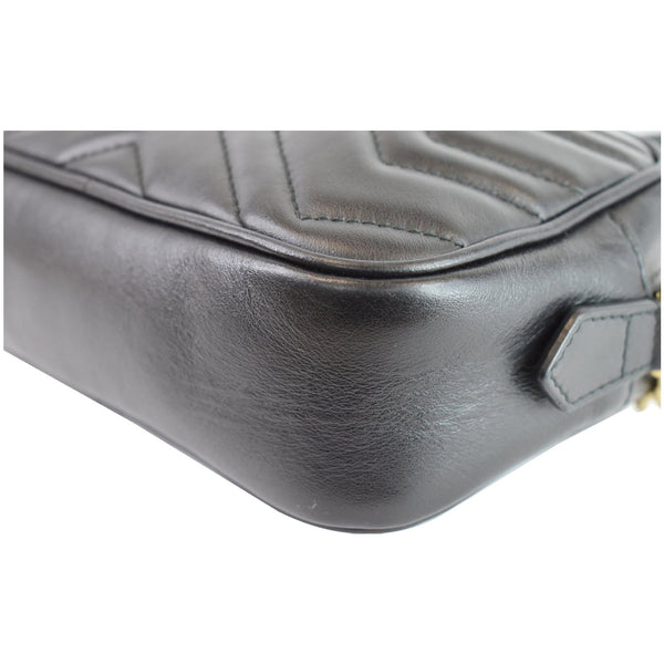 GUCCI GG Marmont Matelasse Mini Leather Crossbody Bag Black 448065