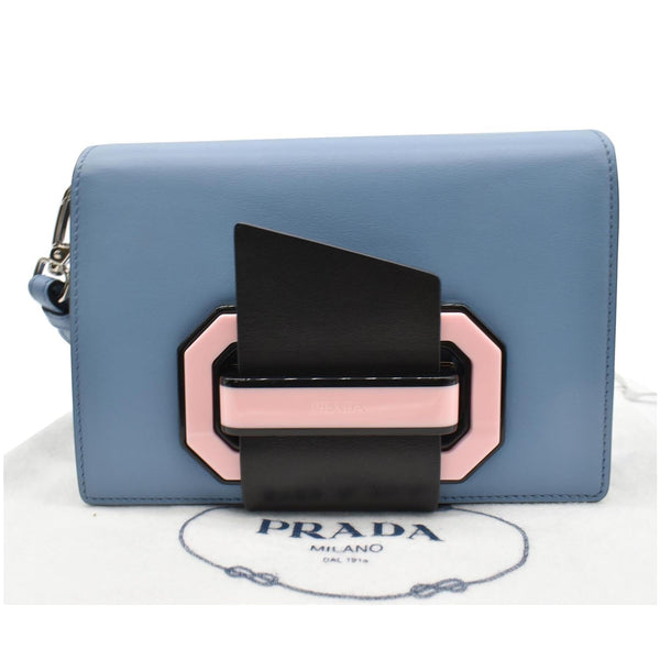 PRADA City Plex Ribbon Calfskin Shoulder Bag Blue/Pink