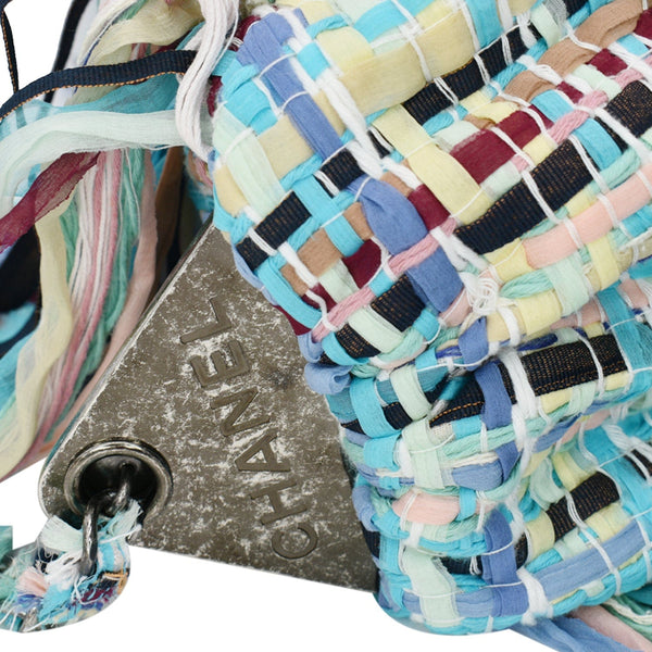CHANEL Coco Cuba Hammock Tweed Woven Hobo Bag Turquoise