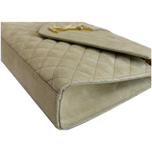 YVES SAINT LAURENT Medium Envelope Matelasse Suede Crossbody Bag Beige