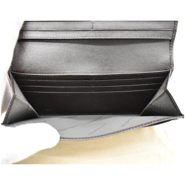 BURBERRY Continental Haymarket Check Leather Wallet Dark Brown