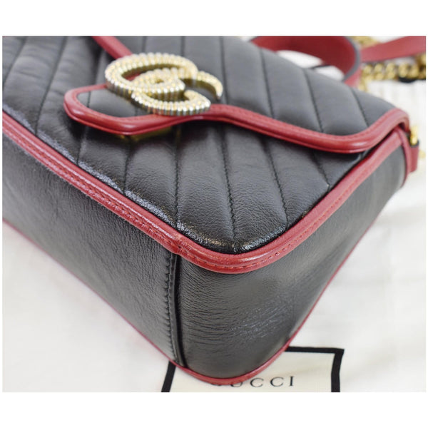 GUCCI GG Marmont Mini Top Handle Shoulder Bag 583571 Black/Cerise