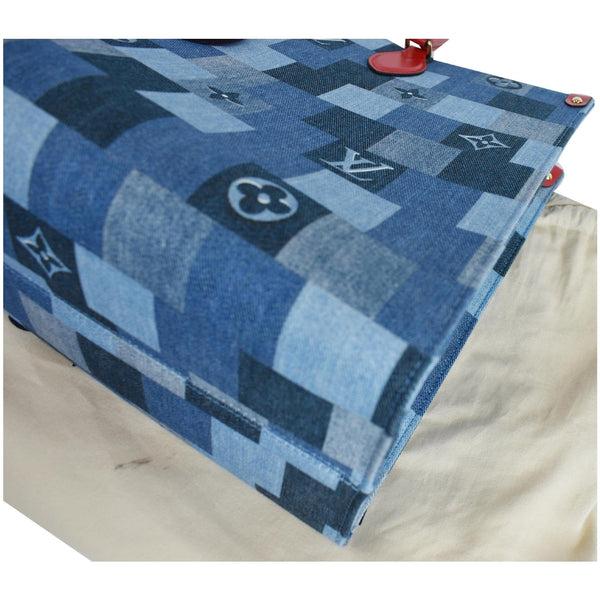 LOUIS VUITTON Onthego GM Autres Toiles Monogram Denim Shoulder Bag Blue/Red