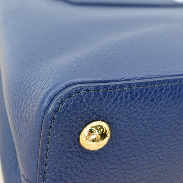 LOUIS VUITTON Capucines MM Taurillon Python Leather Satchel Bag Blue