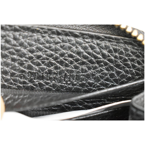GUCCI Soho Zip Around Pebbled Calfskin Leather Wallet Black 598187