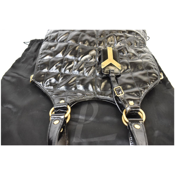 YVES SAINT LAURENT Tribute Embossed Patent Leather Tote Bag Black - Last Call