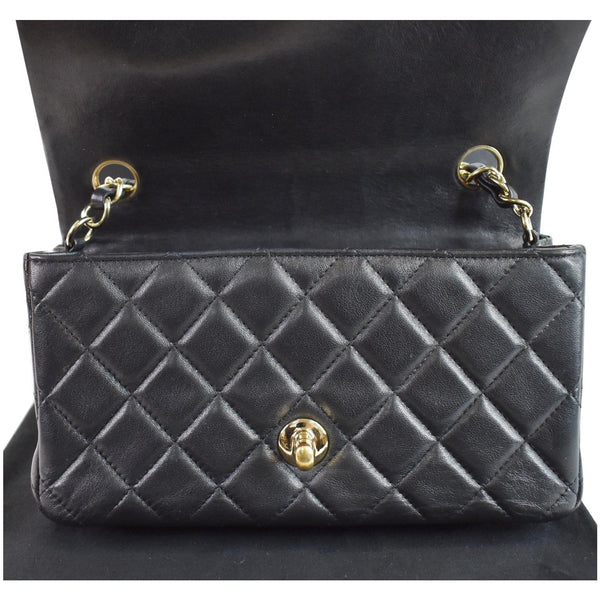 CHANEL Mini Rectangular Flap Quilted Lambskin Leather Shoulder Bag Black