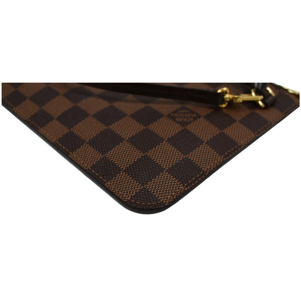 LOUIS VUITTON Neverfull MM Damier Ebene Pochette Wristlet Pouch Brown