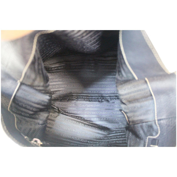 PRADA Milano Leather Shoulder Bag Navy Blue