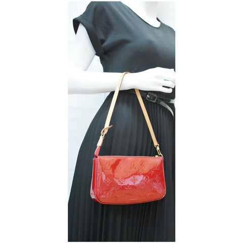 LOUIS VUITTON Pochette Accessoires NM Monogram Vernis Pouch Bag Red