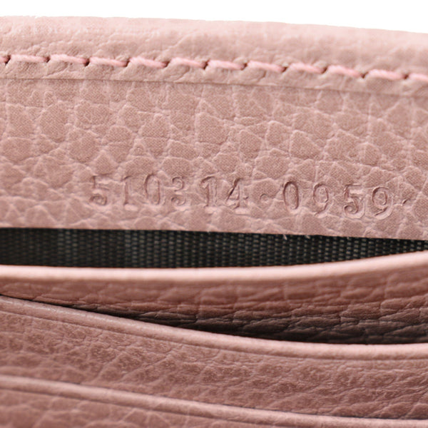 GUCCI Dollar Interlocking G Calfskin Leather Chain Wallet Crossbody Bag Soft Pink 510314