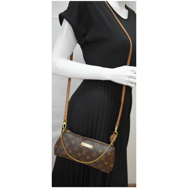 LOUIS VUITTON Pochette Eva Monogram Canvas Crossbody Bag Brown