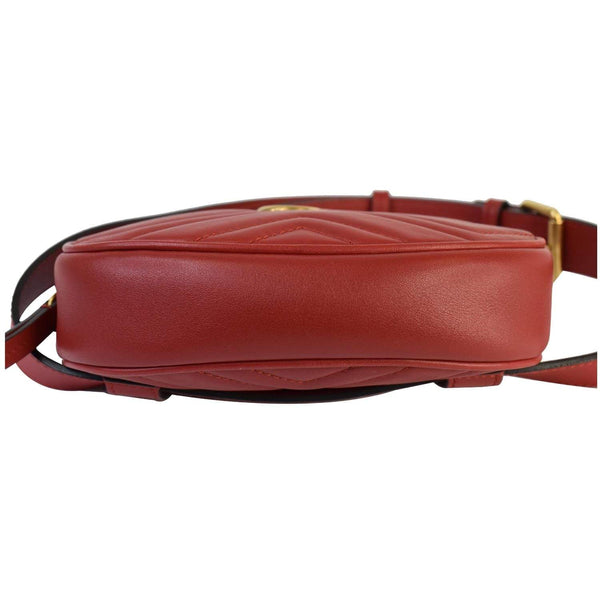Gucci GG Marmont Matelasse Leather Belt Women Bag - flat bottom