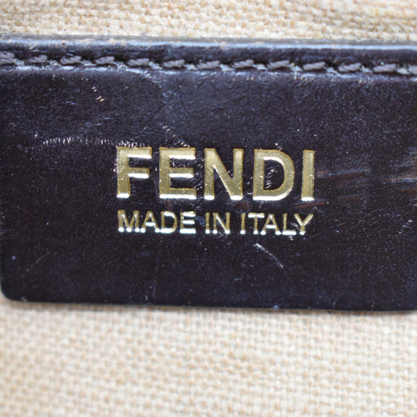 FENDI Claudia Pequin Embossed Leather Wallet Crossbody Bag Beige