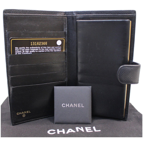 CHANEL Long Bi-Fold Caviar Leather Wallet Black