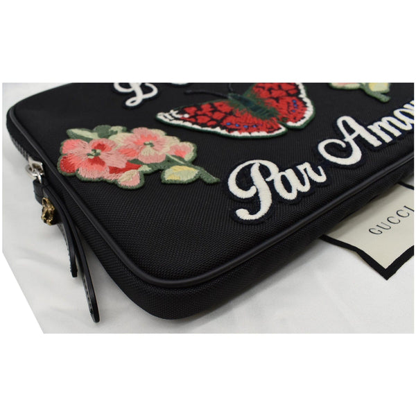 GUCCI Butterfly Techno Embroidered Canvas Tech Case Black 473883