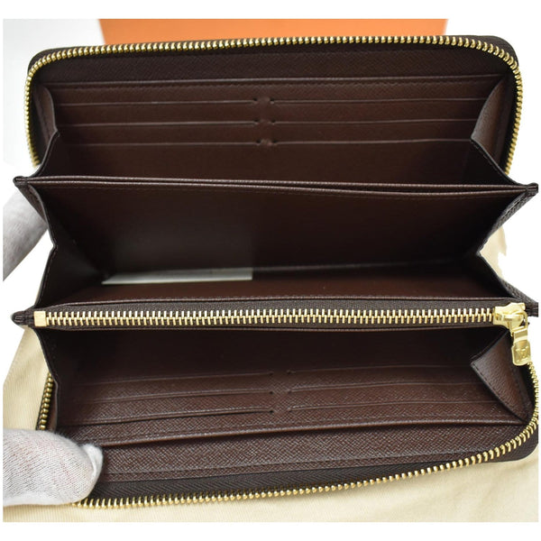 LOUIS VUITTON Damier Ebene Zippy Long Wallet Brown