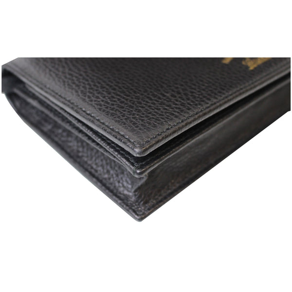 Gucci Textured Leather Swing Crossbody Clutch Black