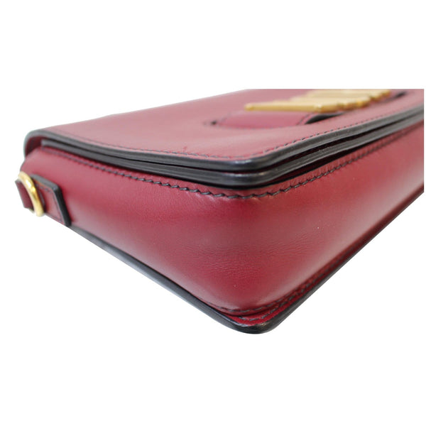 CHRISTIAN DIOR Dio(r)evolution Flap Calfskin Shoulder Bag Dark Red