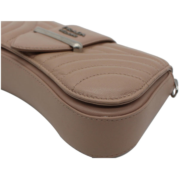 PRADA Mini Sidonie Nappa Diagramme Leather Chain Crossbody Bag Nude