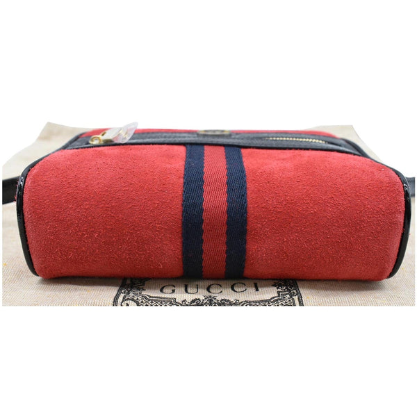 GUCCI Ophidia Mini Web Suede Leather Crossbody Bag Red 517350