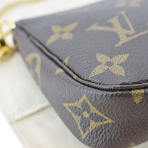 LOUIS VUITTON Mini Pochette Monogram Canvas Accessoires Pouch Brown