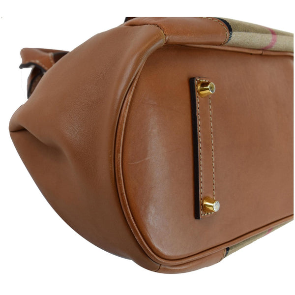 BURBERRY Blaze House Check and Leather Satchel Bag Brown