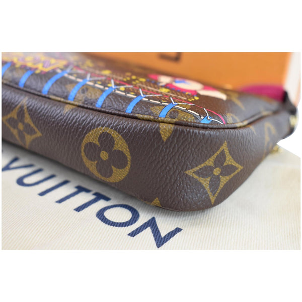 LOUIS VUITTON Mini Pochette Christmas Monogram Canvas Accessoires Pouch Brown