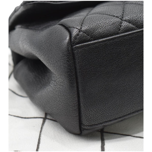 CHANEL Mini Trapezio Flap Quilted Sheepskin Leather Crossbody Bag Black