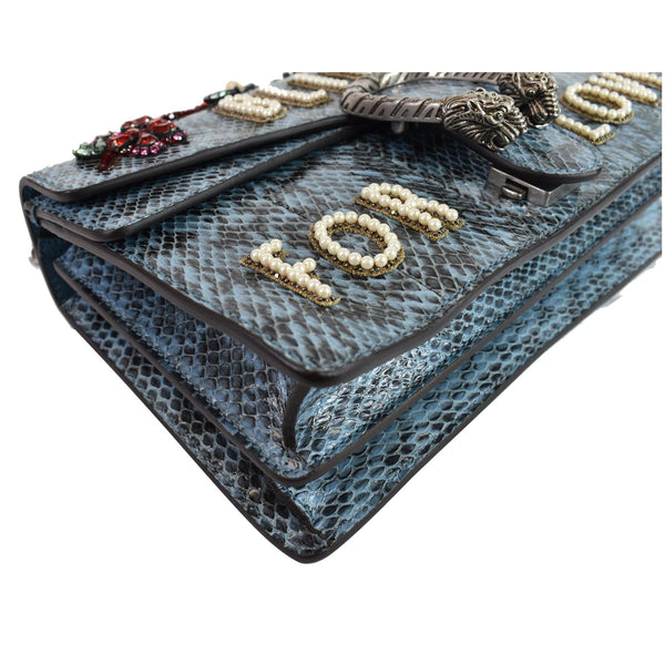 Gucci Dionysus Small Blind For Love Python Shoulder Bag black seams